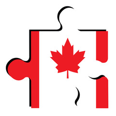 Isolated piece of puzzle with the Canadian flag, Vector illustration