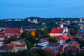 Vilnius summer panorama of Old town from Gediminas Castle Tower