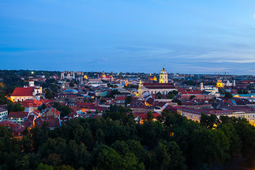 Fototapeta na wymiar Vilnius summer panorama of Old town from Gediminas Castle Tower