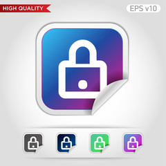 Colored icon or button of lock symbol with background