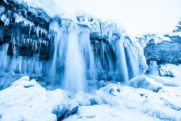 Fototapeta na wymiar Frozen waterfall Jagala, Estonia