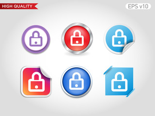 Colored icon or button of lock symbol with background