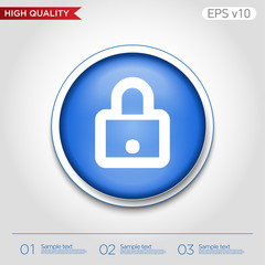 Colored icon or button of lock symbol with background