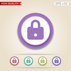 Colored icon or button of lock symbol with background