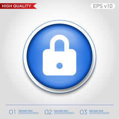 Colored icon or button of lock symbol with background