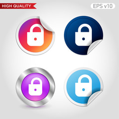 Colored icon or button of lock symbol with background