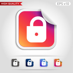 Colored icon or button of lock symbol with background