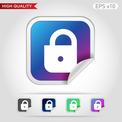 Colored icon or button of lock symbol with background