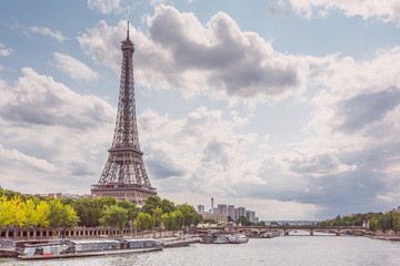 Fototapeta na wymiar Eiffel Tower Over The River Seine