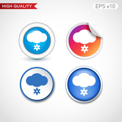 Colored icon or button of snow cloud symbol with background