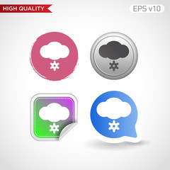 Colored icon or button of snow cloud symbol with background