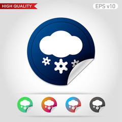 Obraz premium Colored icon or button of snow cloud symbol with background