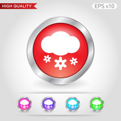 Colored icon or button of snow cloud symbol with background