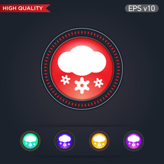 Colored icon or button of snow cloud symbol with background