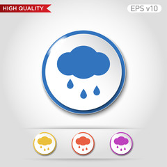 Colored icon or button of rain cloud symbol with background