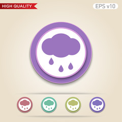 Colored icon or button of rain cloud symbol with background