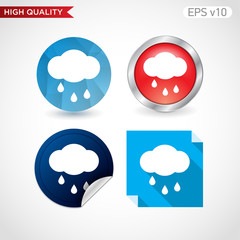 Colored icon or button of rain cloud symbol with background