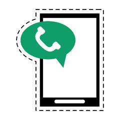 mobile phone telephone call communication cut line vector illustration eps 10