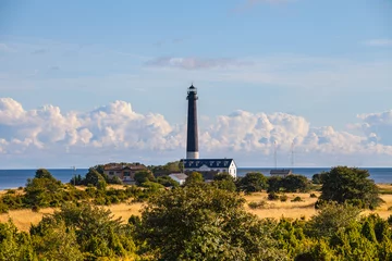 Photo sur Plexiglas Phare Sorve lighthouse against blue sky, Saaremaa island, Estonia