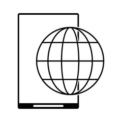 silhouette smartphone global connection technology design vector illustration eps 10