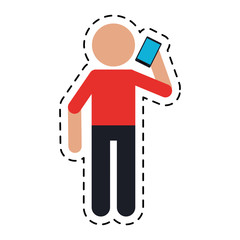 avatar using smarphone talking communication dot line vector illustration eps 10