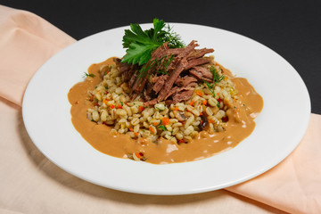 boiled beef and pearl barley