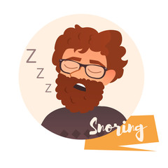 Snoring man. Vector
