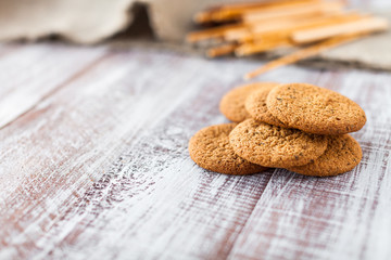 cookie in dish on a wooden background