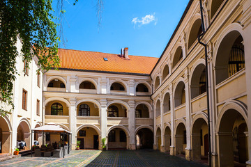 Obraz premium Beauty Vilnius' courtyard in renaissance style. Dormitory and boarding for young boys