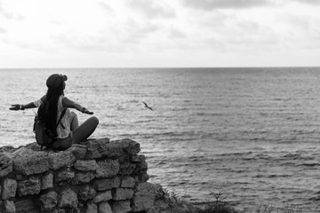 Black white photo of girl