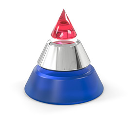 3D Isolated Three Level Pyramid Cone Hierarchy Structure Colored