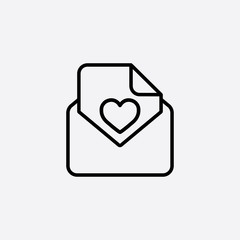 valentine day 14 february card envelope with heart line icon black on white