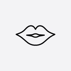 lips kiss mouth sign line icon black on white