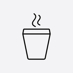 glass drink paper plastic coffee cup with steam line icon black on white