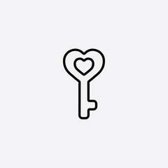 key heart line icon black on white