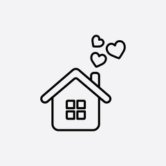 home love care heart valentine line icon black on white