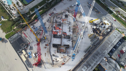 Cement pour for foundation construction site Sunny Isles Beach