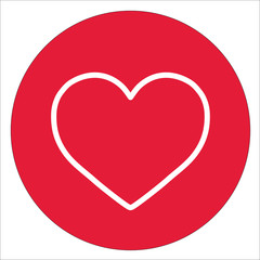 heart love valentine line icon white on red circle