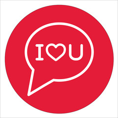 i love you white line icon on red circle white on red circle