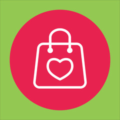 shopping gift bag with heart line icon