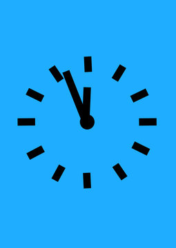 icon clock showing midnight, on a blue background