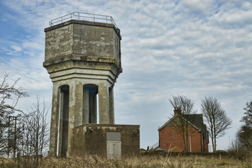 The now demolished derelict water tower in Fauldhouse near Glasgow, Scotland. 