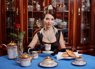 Beautiful girl at the image from classic film