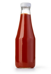 ketchup bottle on white - obrazy, fototapety, plakaty