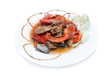 meat salad with cabbage and pepper