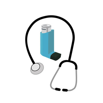 Vector image of an inhaler with a stethoscope