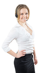 Business girl with headphones