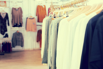 Hosiery clothing in apparel store interior