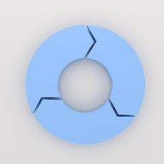 3D rendering of abstract pie sign for inforgraphic design