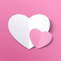 White paper cut love heart for Valentine's day or any other Love invitation cards. Vector EPS 10